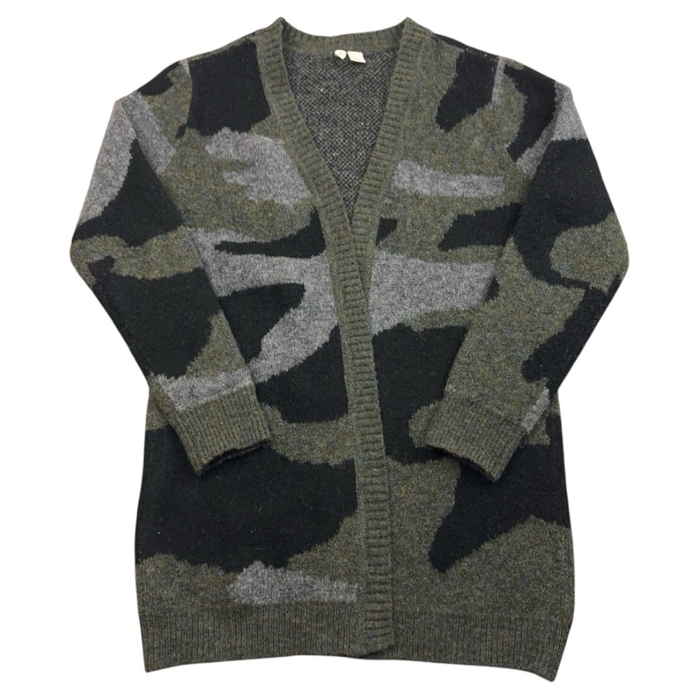 MOTH ANTHROPOLOGIE Green Camo Long Sleeve Open Front Cardigan M - Picture 5 of 13